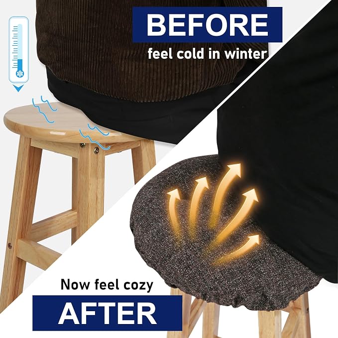SINOSSO Modern Bar Stool Cushion Dia.14, Fashion Interweaving Design Anti-Skid Silicone Round Stool Seat Cushion Cover Padded (Dark Brown, L,1)