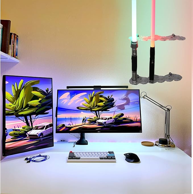 Lightsaber Wall Mount - Stand & Display for Lightsabers & Swords (Transparent, 6 Holes)