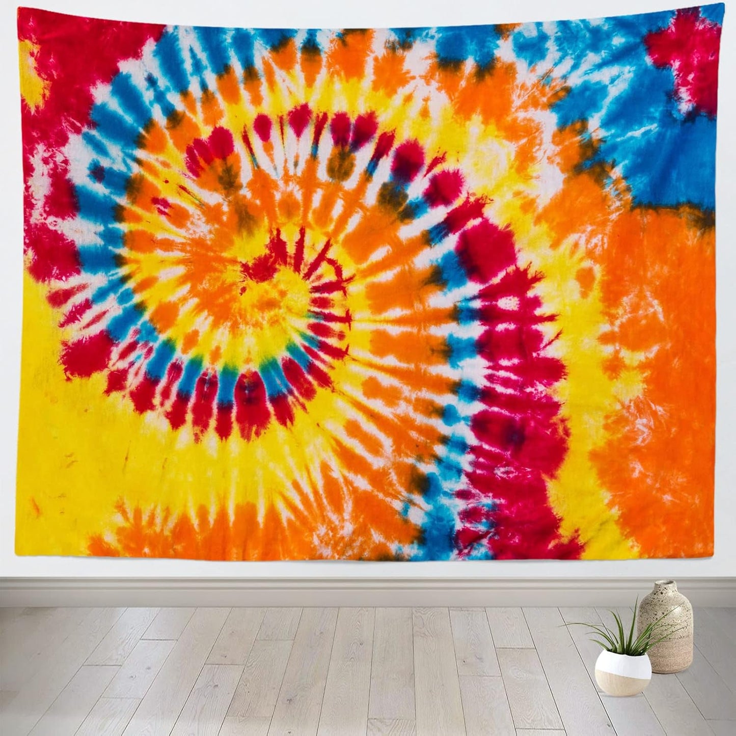 BELECO Tie Dye Tapestry Wall Hanging 60x50 Inch Colorful Spiral Tie Dye Party Decorations Watercolor Rainbow Tapestry 60s 70s Hippie Supplies Tie Dye Tapestries for Bedroom Living Room Dorm Decor