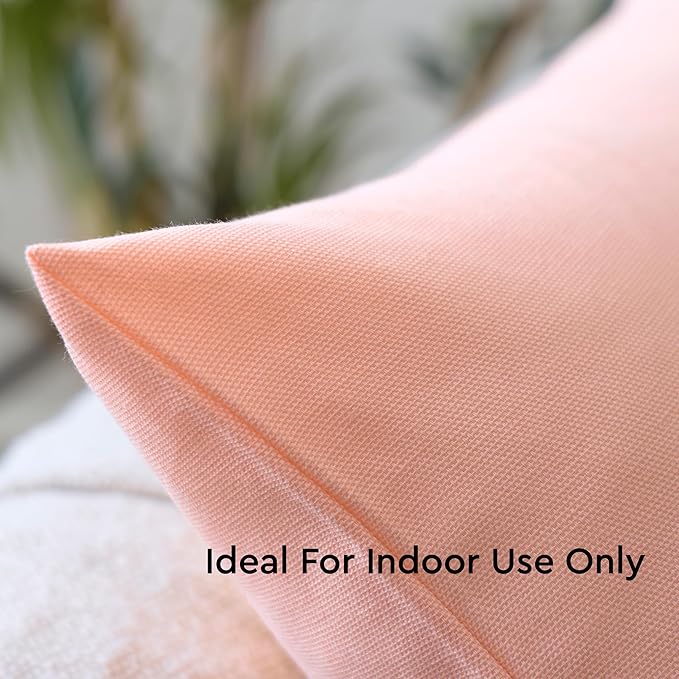Encasa XO Throw Pillow Covers 18x18 in Set of 2 Powder Pink | No Inserts | Cotton Pillow Covers for Living Room, Bed, Sofa, Couch | Decorative Cushion Covers with Improved Zipper