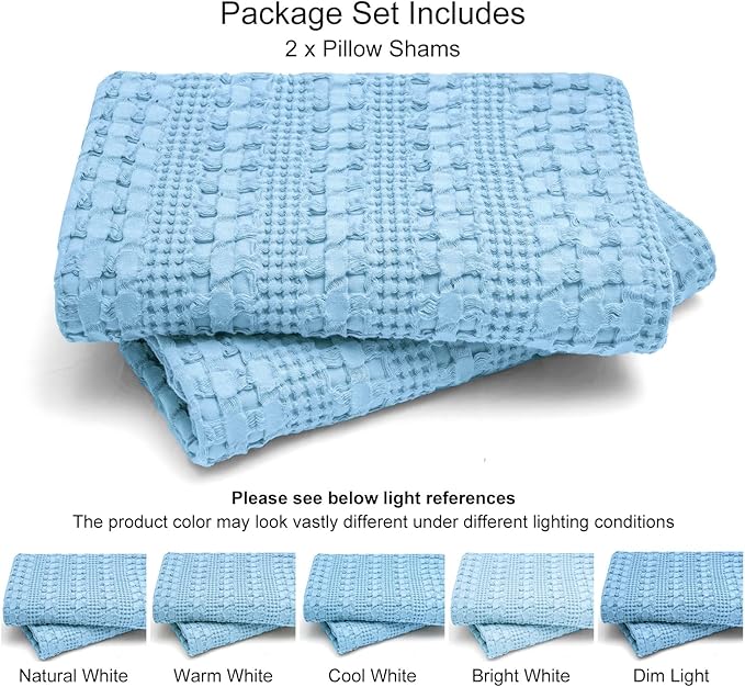 PHF Waffle Weave Euro Pillow Shams, 8 Pack 100% Cotton Pillow Covers 26x26 Inches for Decor, No Insert, Luxury Aesthetic Euro Pillow Cases for Bedroom Decor, Sky Blue