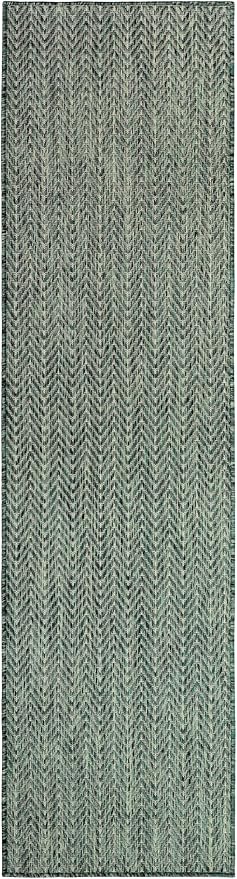 Nourison Home Horizon Indoor/Outdoor Green 2'2" x 8' Area Rug - Easy Clean, Non Shedding, Bed Room, Living Room, Dining Room, Kitchen (8' Runner)