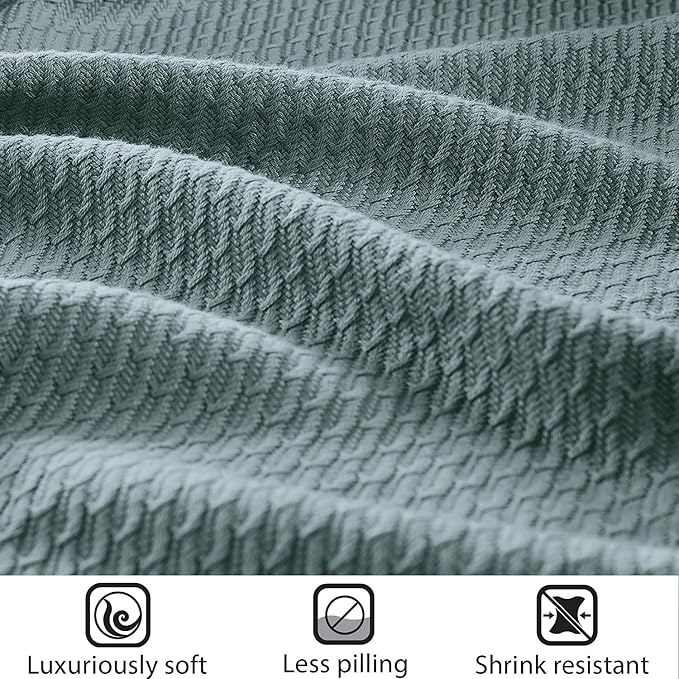 Madison Park 100% Egyptian Cotton Lightweight Summer Blanket, Breathable Waffle Knit Design, Soft Cozy All-Season Throw for Bed, Couch or Sofa, Teal King Size (108"x90")
