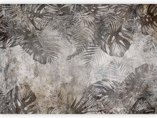 artgeist Wall Mural Tropical Leaves 177x124 in - XXL Non-Woven Wallpaper Fleece Wall Decor Photo Print Picture Image Design Landscape Palms Leaves Monstera Grey b-C-0825-a-a