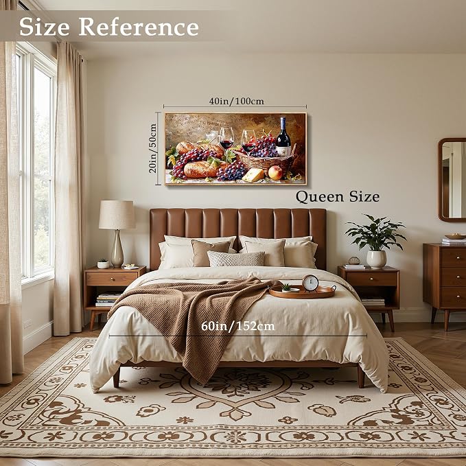 imjiayu Large Framed Wall Art, Kitchen Wall Art, Rustic Wall Decor, Vintage Food Wine Painting Prints, Fruit Harvest Pictures for Living Room Dining Room Pub Home Bar Farmhouse Decorations 20"x40"