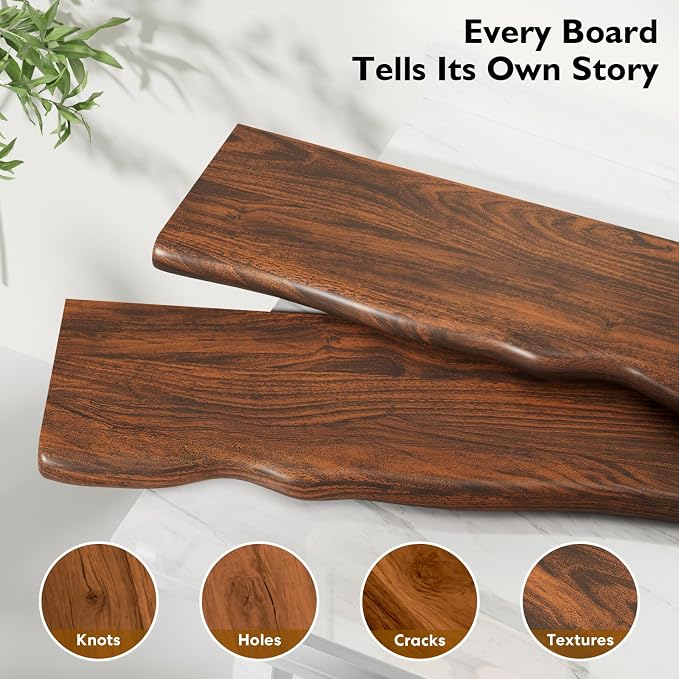 Solid Wood Live Edge Floating Shelves Set of 2 – 24" Rustic Wall Shelf with Hidden Bracket System, Wall Mounted Shelves for Bathroom, Kitchen, Living Room, Bedroom (Classic Walnut)