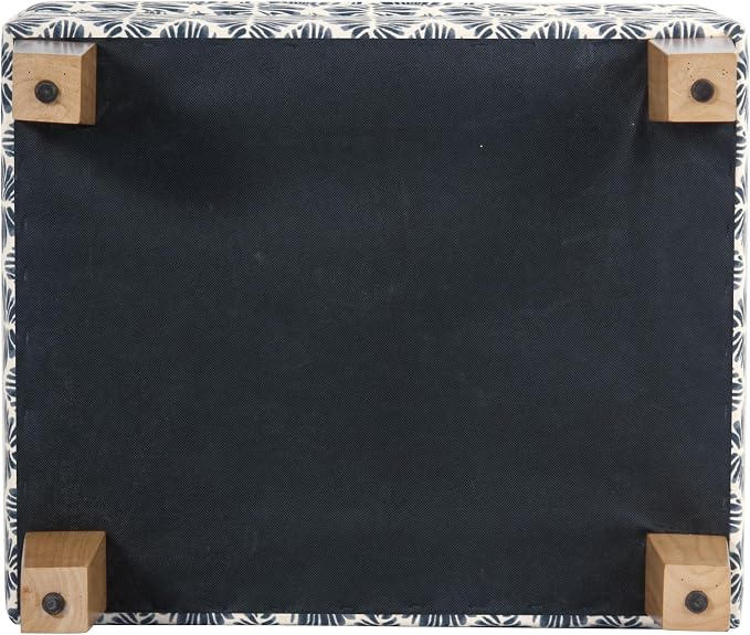 HomePop 22" Modern Rectangular Storage Ottoman - Blue Geometric Pattern