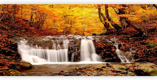 artgeist Wall Mural Waterfall 216x98 in - XXL Non-Woven Corner Wallpaper Fleece Angle Wall Decor Photo Print Picture Image Design Modern Nature Landscape Forest Tree c-B-0472-a-a