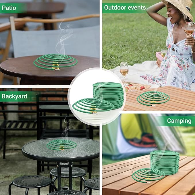 Citronella Incense coils, Made from Natural Plants, Suitable for Outdoors, Indoors, by the Pool, in the Yard, 48 coils and Coil Holders.