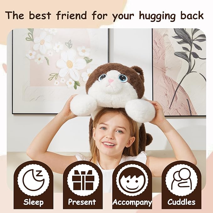 GILFWM Weighted Stuffed Animals Cat - 21.3" Cute Toy Pillow Plushie Gifts for Kids Boys Girls & Adults, 3 lbs Soft Washable Plush Pillowfort