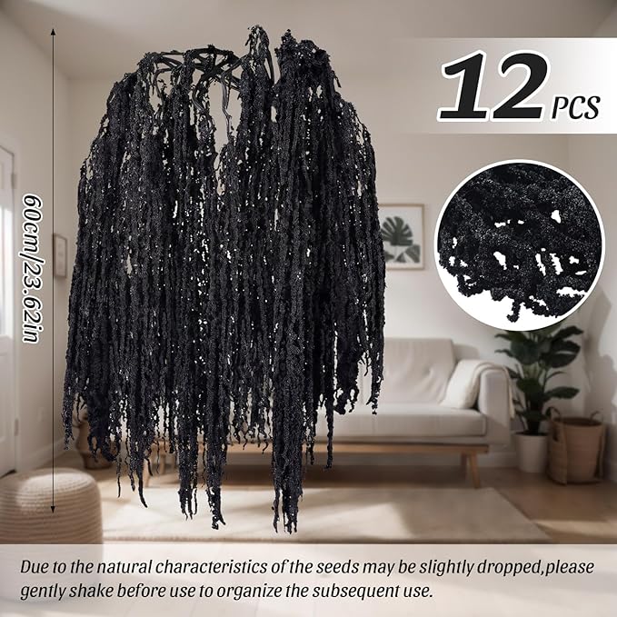 Suncalla 12 Pcs Black Spring Natural Dried Amaranthus Hanging Flowers Amaranthus Artificial Flowers for Wedding Arch Bouquet Floral Garland Wall Home Decoration (23 Inch)