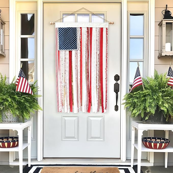 4th of July Decorations - Memorial Day Decor - 4 x 2.3 Ft Rag American Flag Banner for Home Party Supplies - Fourth of July Independence Day Accessories for 250th Anniversary Celebration Indoor Outdoor Decoration