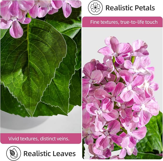 2 Pack Large Artificial Hydrangea Plants UV Resistant Fake Plastic plantas Flowers Trees Indoor Outdoor Realistic Floor Plants Faux Tree for Home Porch Garden Office Porch Patio Front Bonsai Decor