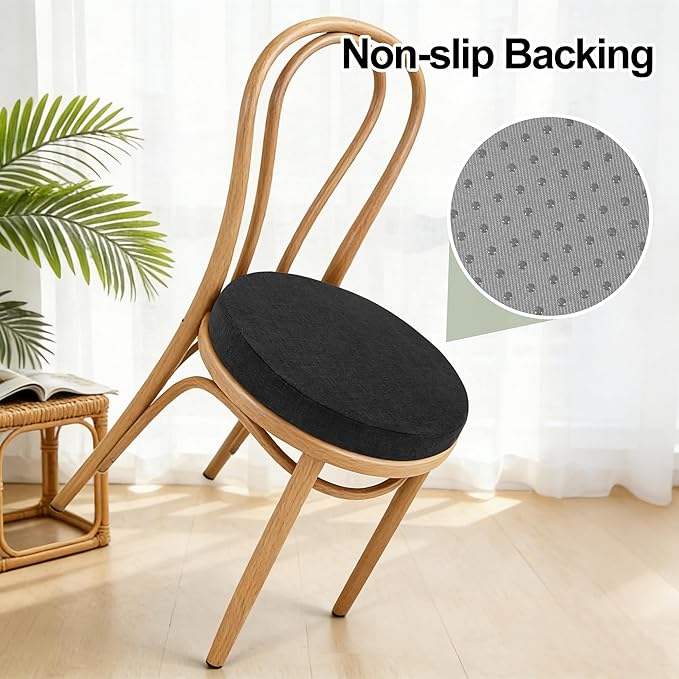 Tromlycs Round Chair Seat Cushions for Circle Bistro Stool Chairs Pads Pillow Large Indoor Circular Non Slip Foam Cushion 18 inch Black Set of 2