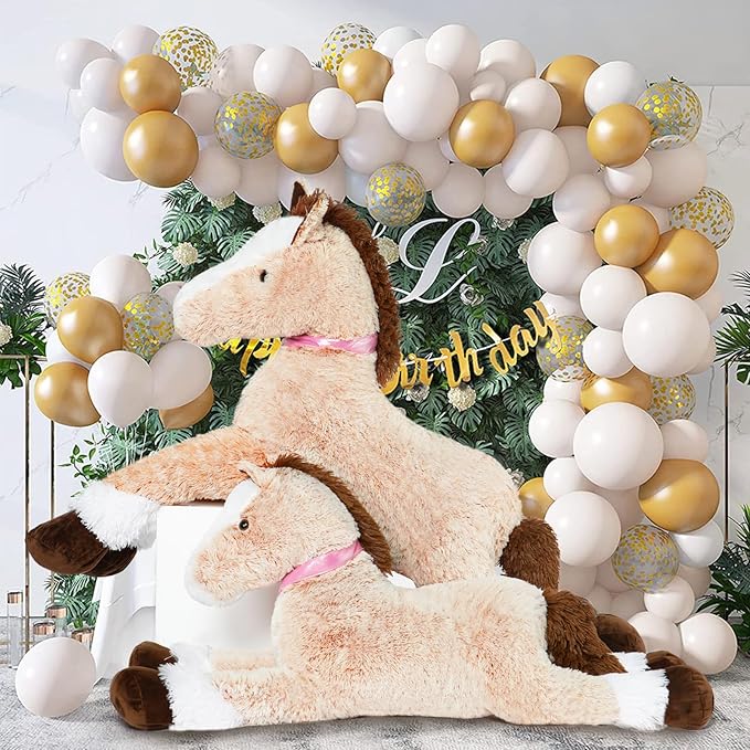 MaoGoLan Giant Horse Stuffed Animal, Large Horse Stuff Plush Toy for Girl Kid Boy, Realistic Stuffed Pony Plush Pillow Gifts for Easter Birthday Party Favor Christmas Decor, 47 inches, Brown