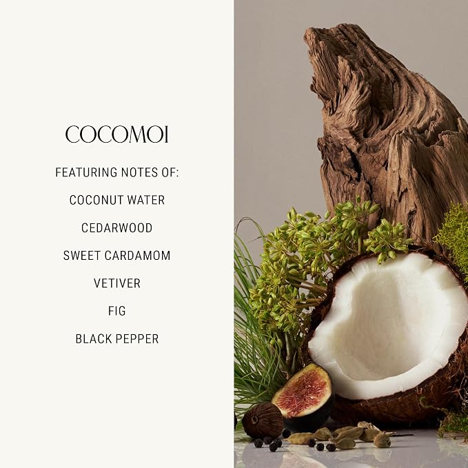 Homecourt by Courteney Cox Luxury Scented Candle, Cocomoi, 8 oz | 60-Hour Burn Time, Soy Wax Blend & Organic Cotton Wick, Kiln-Fired Reusable Ceramic Vessel