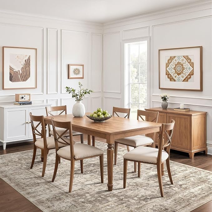 9x12 Area Rug Living Room: Washable Boho Large Neutral Vintage Soft Rug Stain Resistant Farmhouse Non Slip Indoor Floor Carpet for Bedroom Nursery Kids Playroom Office Dining Room- Tan