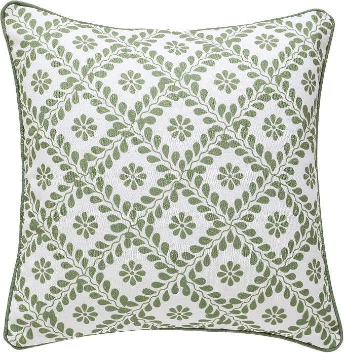 ISAENNE Designer Vintage Linen Throw Pillow Cover,18"x18"-Mosella C | French Elegant Square Decor Pillow Cover,Concealed Zipper Design,Floral Pattern,Sofa,Bedroom,Living Room,Lounge Chairs