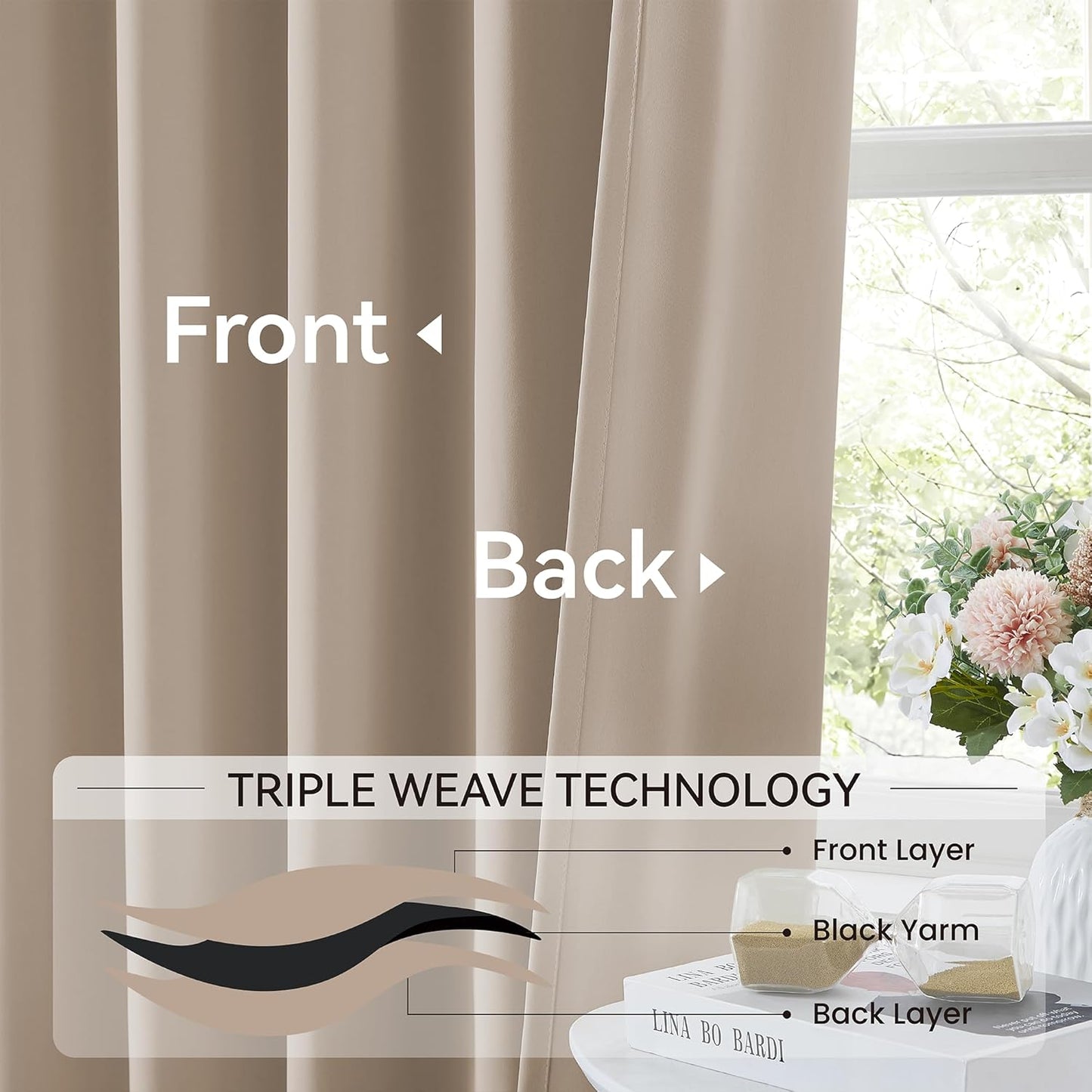 KangBang Pinch Pleated 120 Inch Blackout Curtains for Bedroom, Extra Long Thermal Insulated Window Treatment Panels Room Darkening Privacy Assured Drapes for Villa(40Wx120L,2 Panels, Taupe)