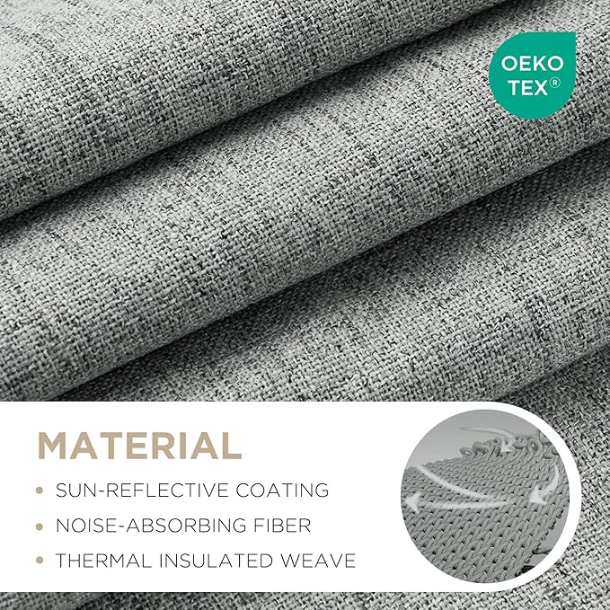 Joydeco Blackout Curtains for Bedroom - 100% Light Blocking 2 Panels Light Grey Drapes 37" W x 90" L, Thermal Insulated Room Darkening Curtains, Linen Textured for Living Room, Rod Pocket & Back Tabs
