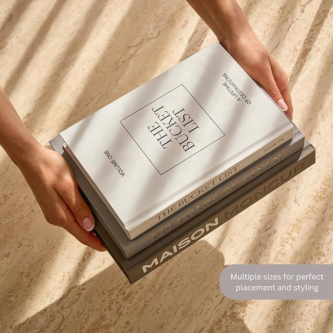 Decorative Coffee Table Books for Home Décor Accents Bookshelf Decor with Real Blank Pages and Removable Covers Set of 3 Mid Century Modern Fake Books for Decoration Room Decor Aesthetic