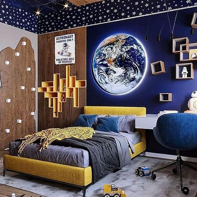 Outer Space Room Wall Decor For Kids Astronaut Decorations For Boys Space Themed Bedroom Decor For Boy Vintage Metal Tin Sign Space Decoration Space Theme Signs Birthday Party Gifts For Girls Bathroom