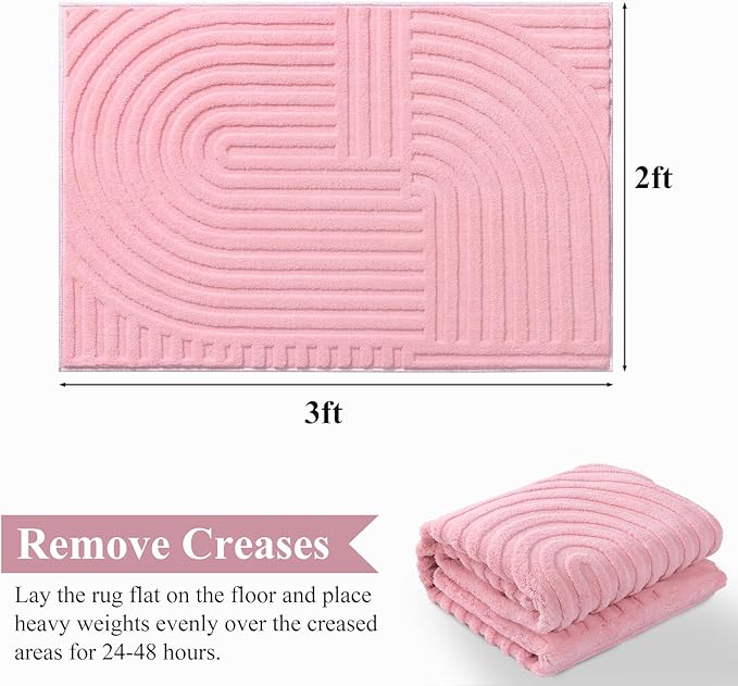 Pauwer Pink Area Rug for Girls Bedroom 2x3 Soft Fluffy Non Slip Machine Washable Rugs Arch Modern Indoor Mat Fuzzy Floor Carpet for Kids Nursery Living Room Dorm Playroom Dining Baby Home Decor