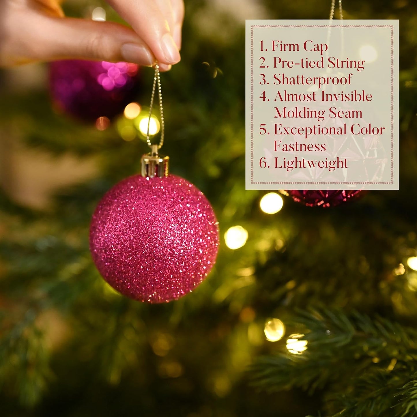 Valery Madelyn Christmas Tree Decorations Ornament Set for Fall Halloween, 50ct 2.36 Inches Rose Red Shatterproof Christmas Ball Ornaments Hanging Xmas Holiday Party Decor