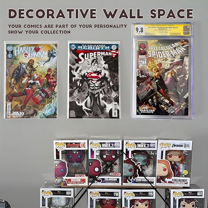 12pcs Clear Floating Comic Book Display Shelves, Comic Book Shelf Stand Wall Mount Showcase Display Case Holder