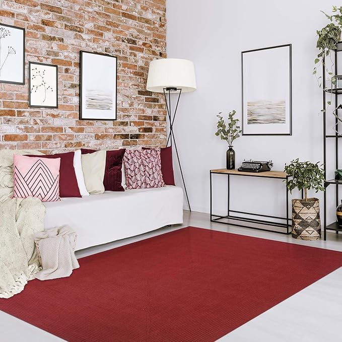 Superior Indoor Outdoor Area Rug, Handwoven Reversible Braided Home Decor for Living Room, Kitchen, Dining Room Floors, Patio, Front Porch, Deck, Modern, Boho, Farmhouse Style, 8' x 10', Burgundy