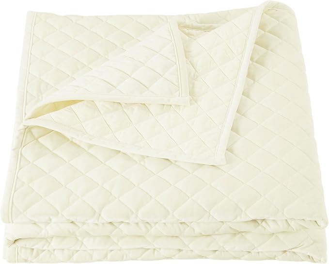 HiEnd Accents Velvet Diamond 3 Piece Quilt Set with Pillow Shams, King Size, Cream Solid Color, Classic Traditional Luxury Bedding Set, Soft Lightweight Bed Cover, 1 Quilt and 2 Pillowcases