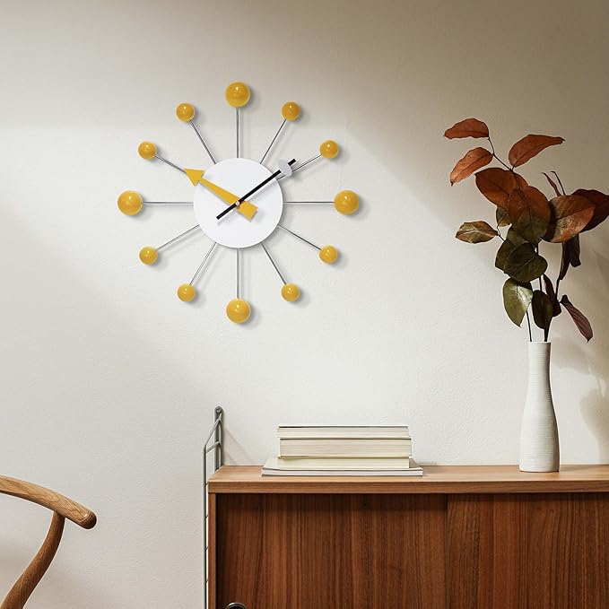 Infinity Instruments LTD. Orb Spoke Starburst Wall Clock, Saffron, 15"