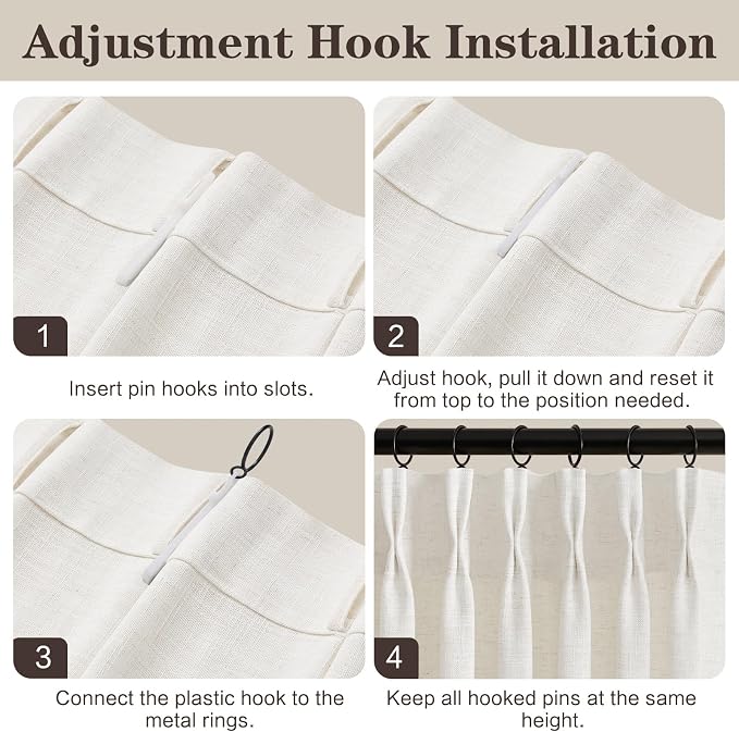 Extra Wide Pinch Pleated Linen Curtains for Living Room Sliding Glass Door, Beige White Light Filtering Curtain 84 Inches Long Textured Thick Pleat Semi-Sheer Drapes with Hooks 70 Inch Width, 1 Pane