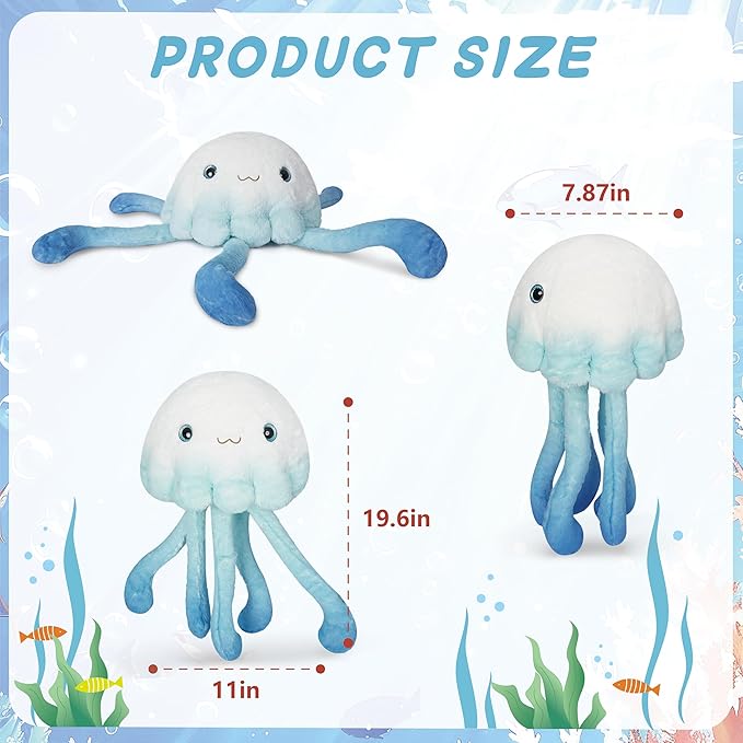 Niuniu Daddy 23" | 3.3 Pound Weighted Jellyfish Plush for Kids Adults, Cute Jellyfish Weighted Stuffed Animals, Chubby Body Pillow Plush Animal Toys for Sleeping for Present Birthday Christmas Holiday