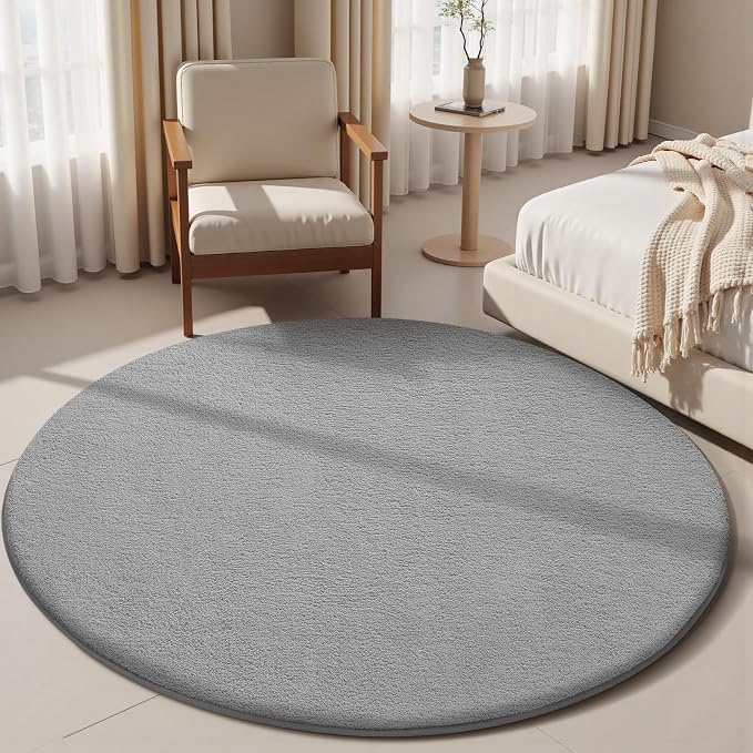 Sour Lemon 4ft Round Rugs for Bedroom, Circle Area Rugs for Living Room, Soft Fluffy Shaggy Carpet for for Living Room Playroom Kids Room Home Decor Aesthetic