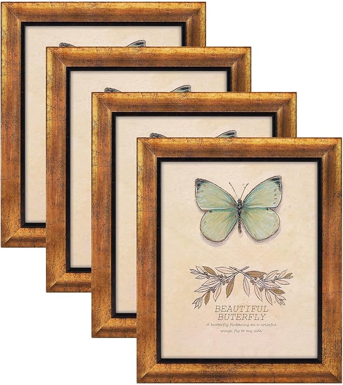 XUANLUO 8x10 Picture Frames Set of 4 Rustic Retro Photo Frame with HD Plastic Cover for Wall Mount and Tabletop Display Family Friends Wedding Gift