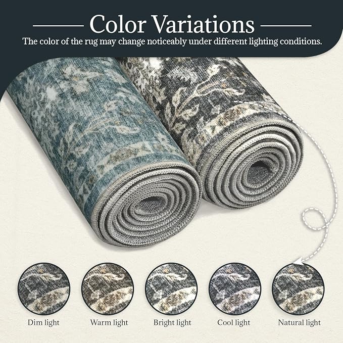 Washable Rugs for Living Room: 10x14 Area Rugs for Bedroom Ultra Soft Non-Slip Stain Resistant Vintage Boho Large Carpet for High-Traffic Dining Room - Farmhouse Decor