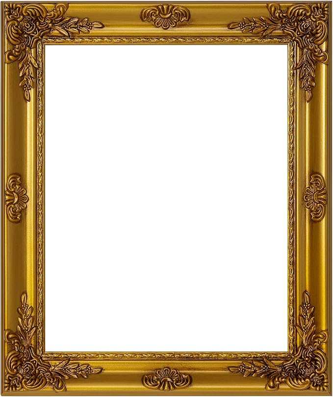 ArtXO Classic Gold 11x 14 Poster Frames: Wooden Antique Frames for 11x14 in Photo Display, Vintage Picture Frames, Ornate Retro Photo Frames without Acrylic Glass and Backing
