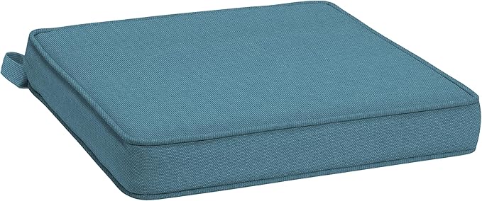 Arden 19 x 19 Luxury Foam Outdoor Double Welted Dining Seat Cushion, Made with PROFOAM, Performance Fabric, Rain-Proof, Fade Resistant, Denim Blue Woven Solid