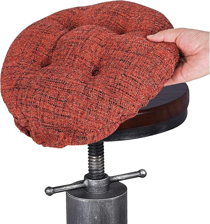 SINOSSO Modern Bar Stool Cushion Dia.12, Fashion Interweaving Design Anti-Skid Silicone Round Stool Seat Cushion Cover Padded (Red, S,1)