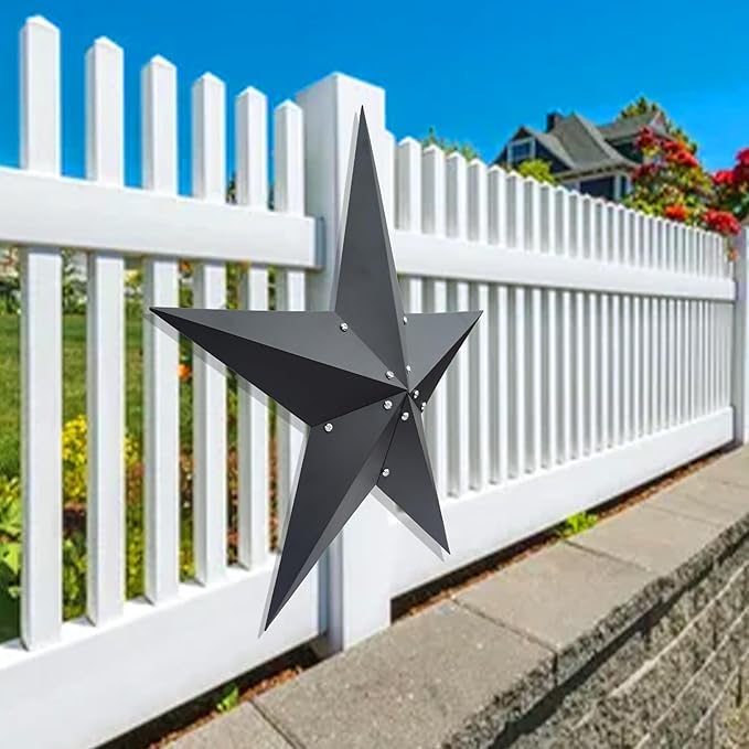JoyEvy 36" Large Barn Star-Black Barn Star Outdoor Decoration-Metal Stars for Outside Texas Stars Art Rustic Vintage Western Country Home Farmhouse Primitive House Decor- Primitive Wall Décor