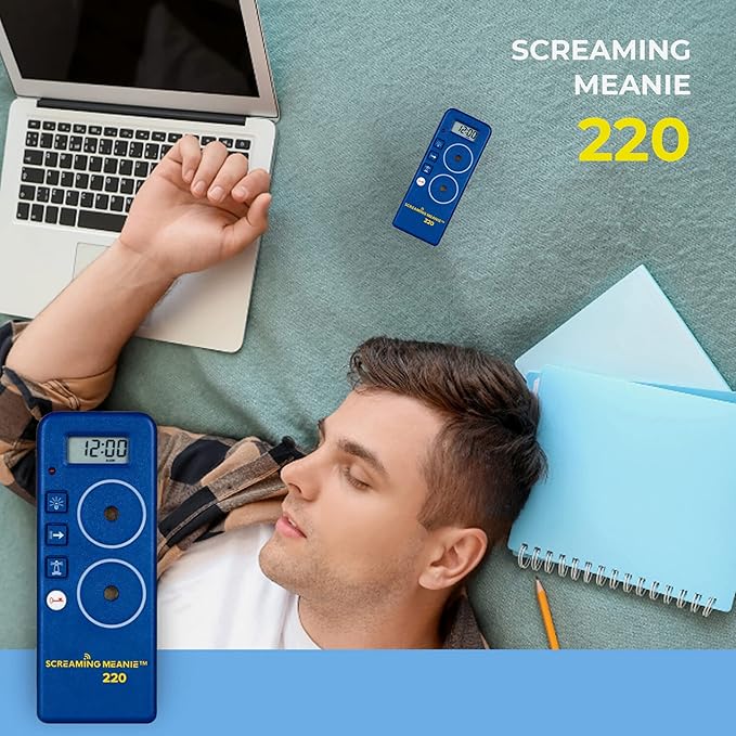 Screaming Meanie 220 Alarm Clock and Timer, Extremely Loud for Deep Sleepers, Multi-Purpose Clock, 3 Sound Levels (with 9v Battery Included) - Blue