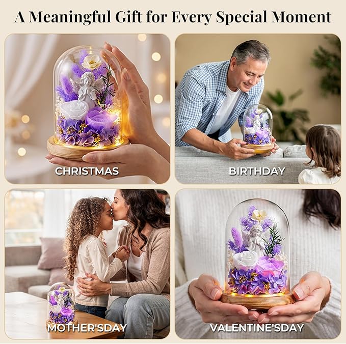 Preserved Rose Gifts for Women, Flowers for Delivery Prime, Angel Forever Flower Gift, Preserved Flowers Gift for Her, Gifts for Mom Wife Grandma Sister, Birthday Mother's Day Valentine's Day