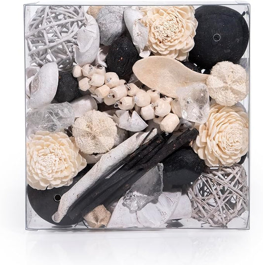 ANDALUCA Maison Box Fragrance Potpourri Decorative Vase & Bowl Filler Home Décor (Black & White Satin)