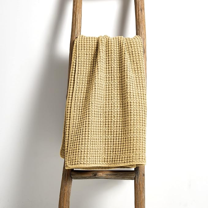Levtex Home - Mills Waffle - Throw - Ochre Cotton Waffle - Throw Size 50 x 60in.