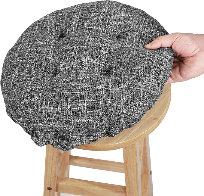SINOSSO Modern Bar Stool Cushion Dia.13, Fashion Interweaving Design Anti-Skid Silicone Round Stool Seat Cushion Cover Padded (Light Gray, M,1)