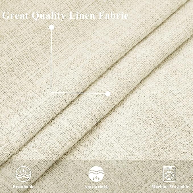 decorUhome Summer Decorative Throw Pillow Covers 20x20 Set of 2 Square Faux Linen Farmhouse Pillow Covers with Stitched Edge Outdoor Neutral Pillow Covers for Couch Sofa Living Room, Cream White