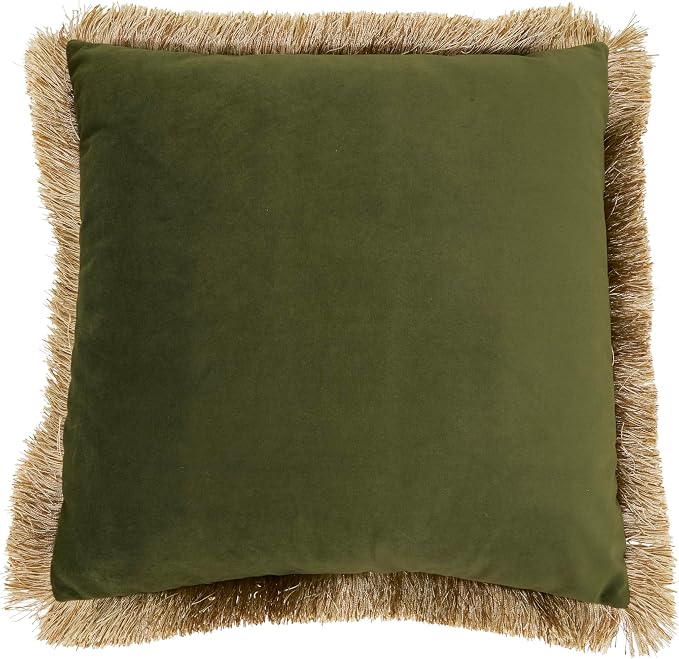 SARO LIFESTYLE Velvet Fringe Down Filled Throw Pillow
