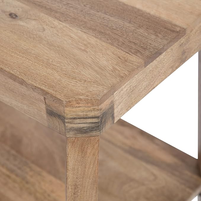 Kate and Laurel Talcott Mid-Century Rectangle Wood Side Table; 22 x 14 x 26; Natural Wood; Decorative Transitional Two Tier End Table for Use as a Bedroom Nightstand or Living Room Accent