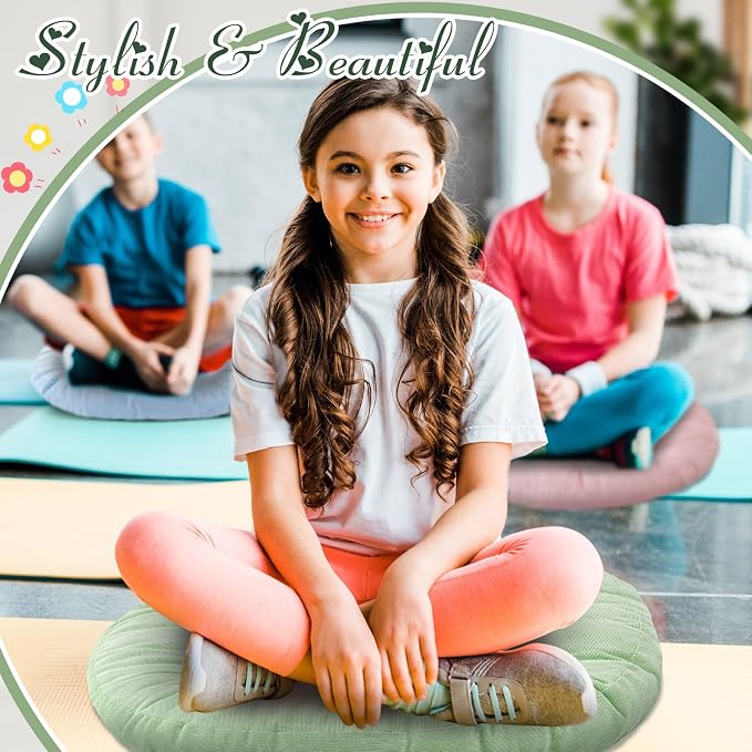 Jerify Floor Pillow Cushions Large Round Square Large Meditation Floor Pillow for Classroom Adult Meditation Picnic Party Seating Learning Daycare School(Round, 6 Pcs)